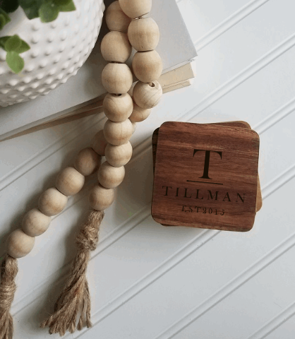 Personalized Acacia Coasters