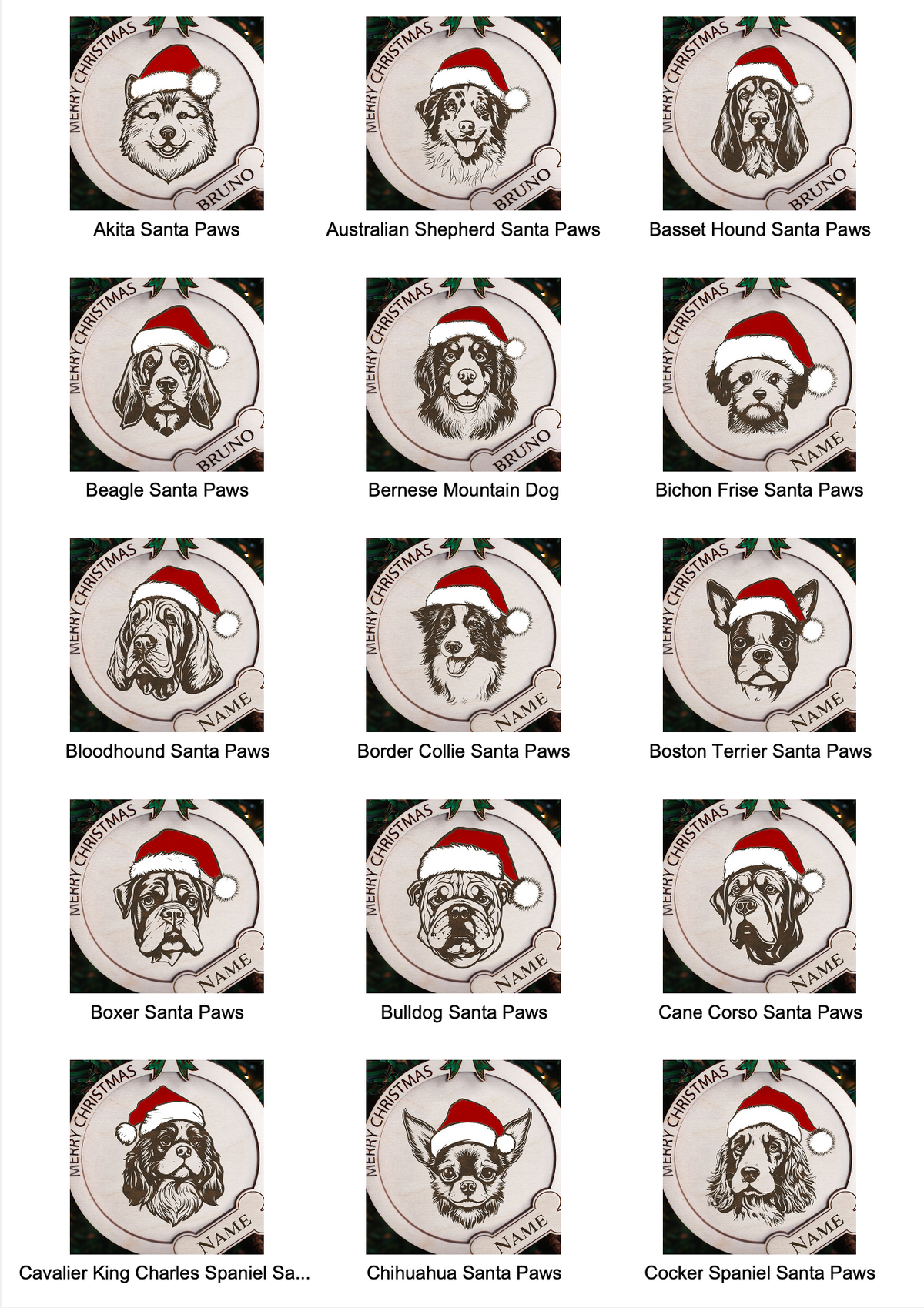 Dog Santa Hat Ornament
