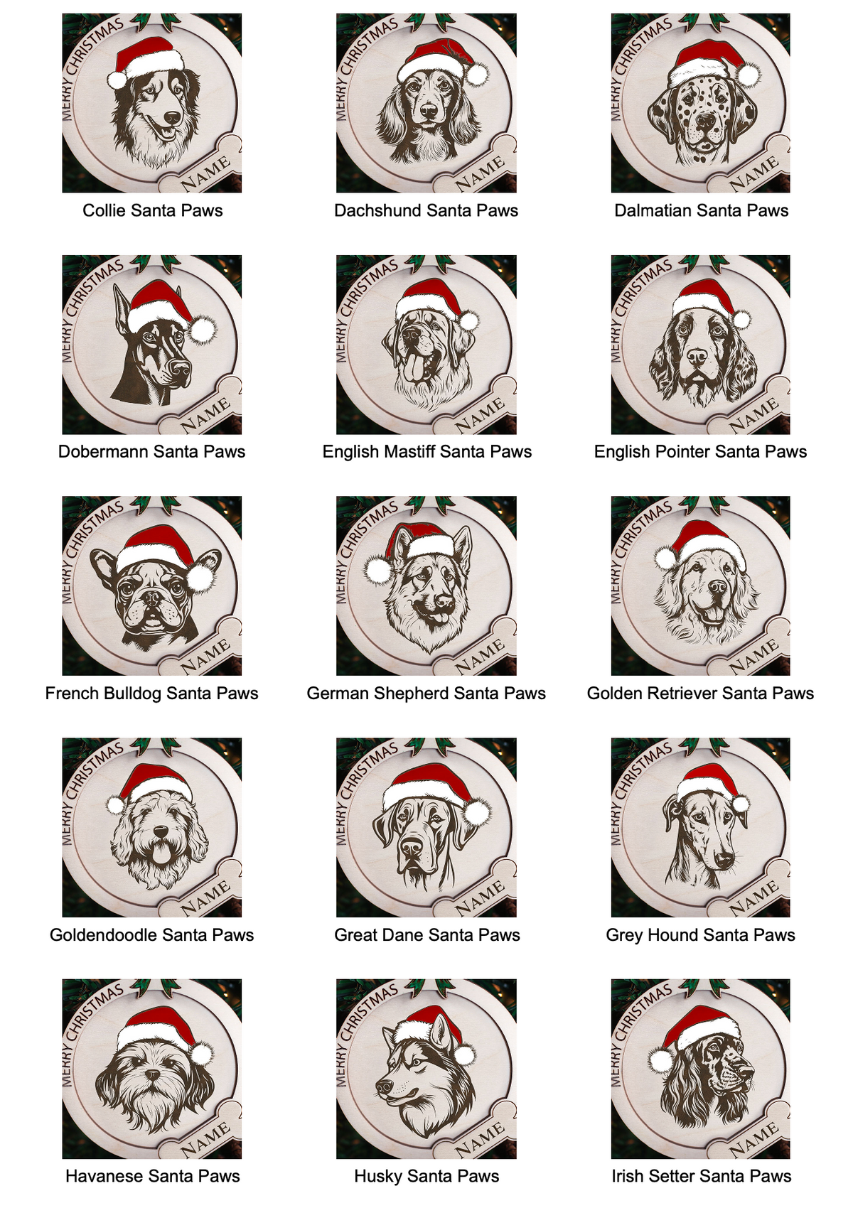 Dog Santa Hat Ornament