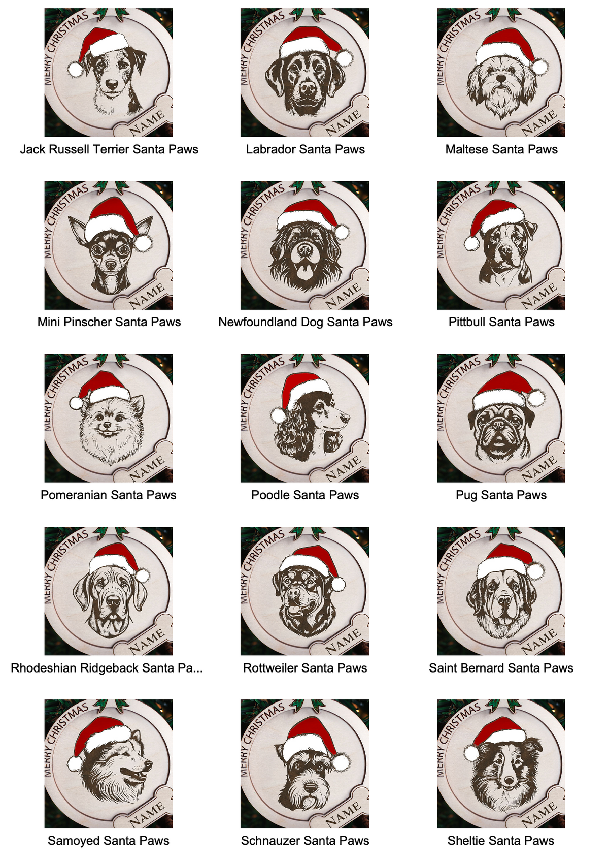 Dog Santa Hat Ornament