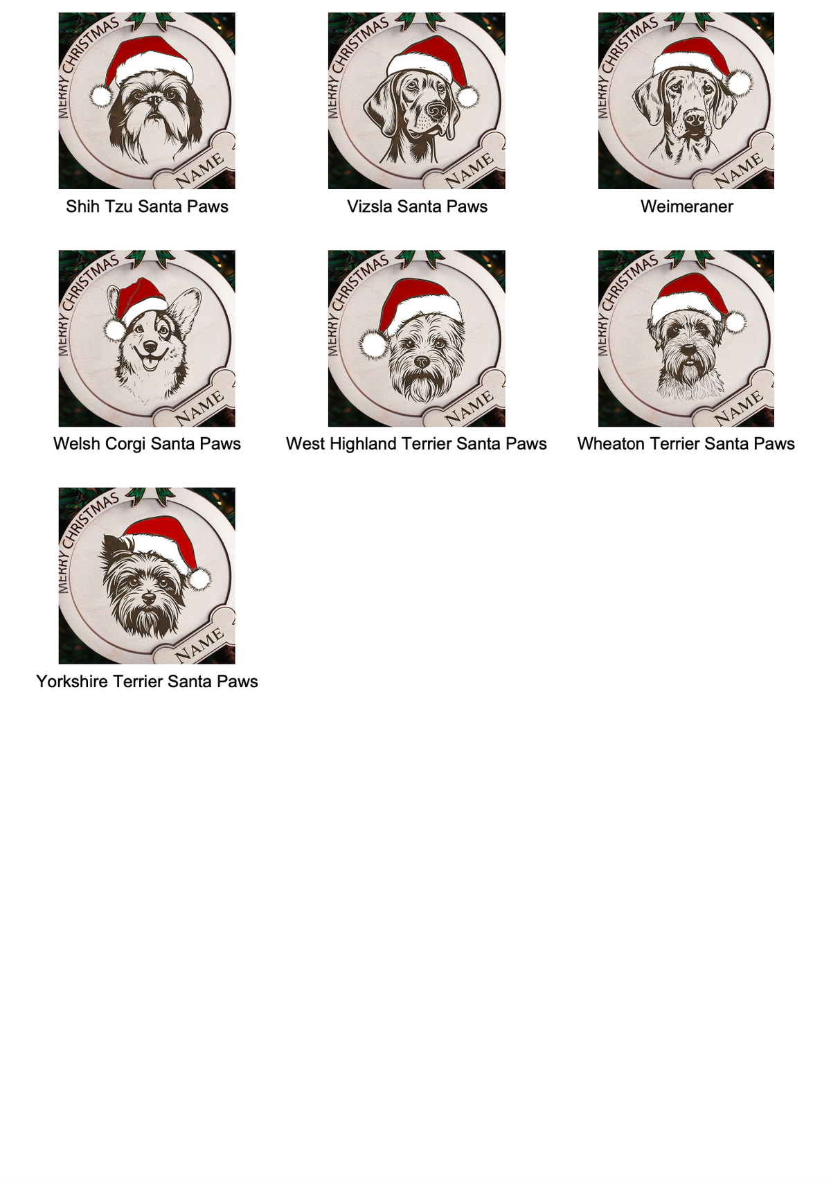 Dog Santa Hat Ornament