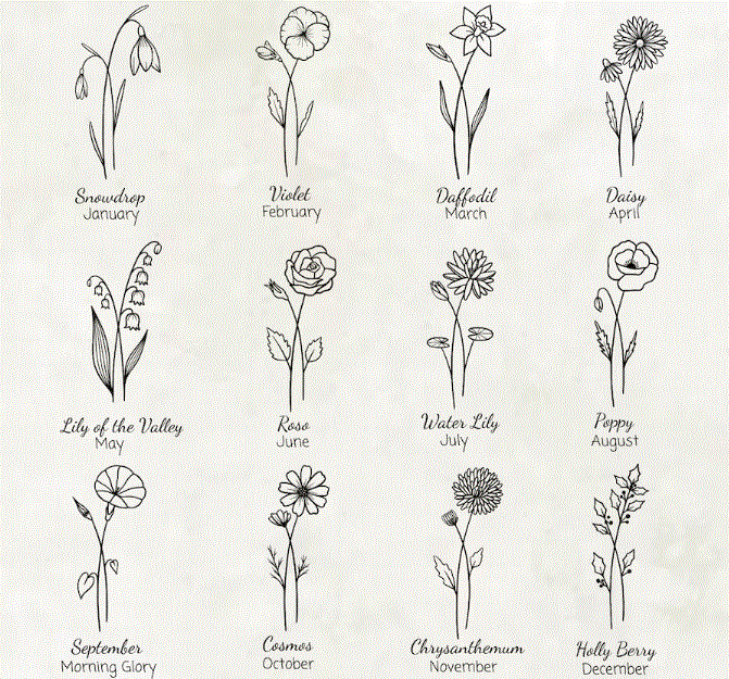 Birth Month Flower Necklace