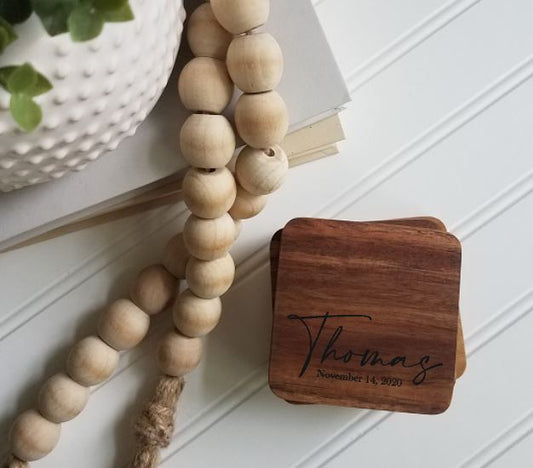 Personalized Acacia Coasters